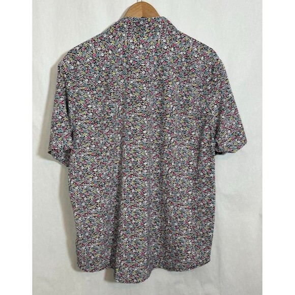 Untuckit Shirt Men Large Floral Short Sleeve Nylon Stretch Caberlot Party Preppy - Picture 3 of 7